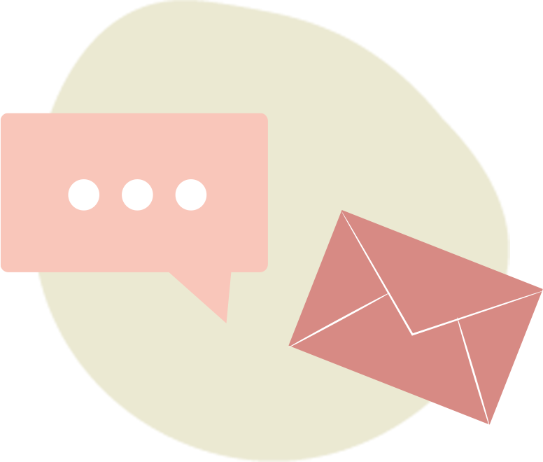 Illustration contact, enveloppes roses